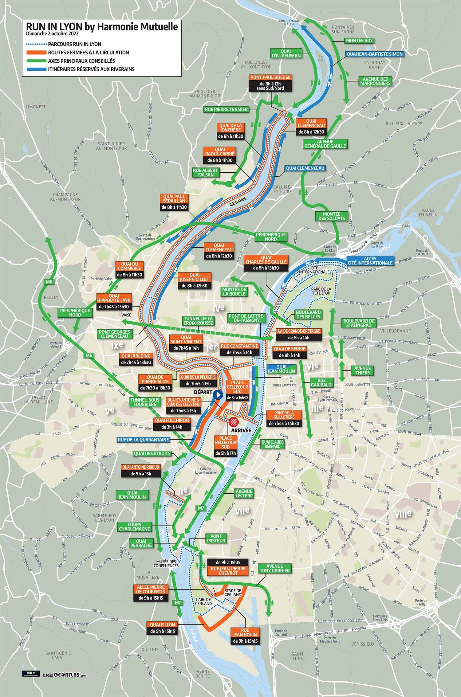 Plan de circulation marathon de Lyon
